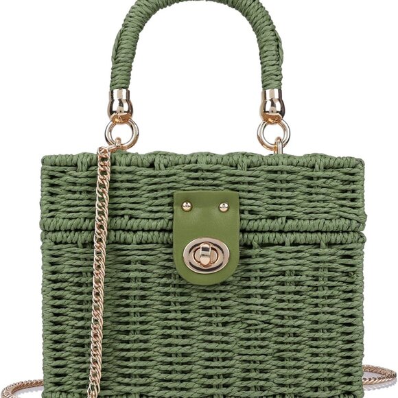 Handwoven Rattan Bag for Women Wicker Crossbody Shoulder Bag Straw Beach Tote Ba - Picture 1 of 6